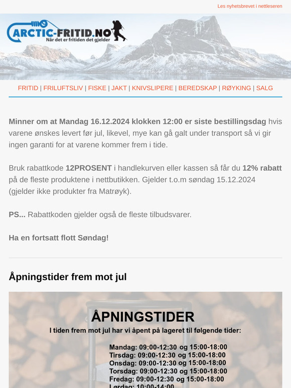 Åpningstider frem mot jul