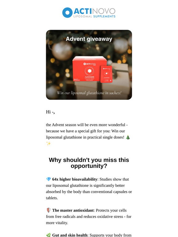 ActiNovo: Giveaway: Liposomal glutathione in sachets | Milled