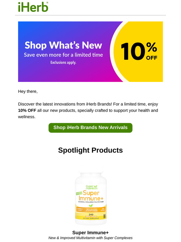 ⭐ Discover the New Arrivals from iHerb Brands with 10% Off