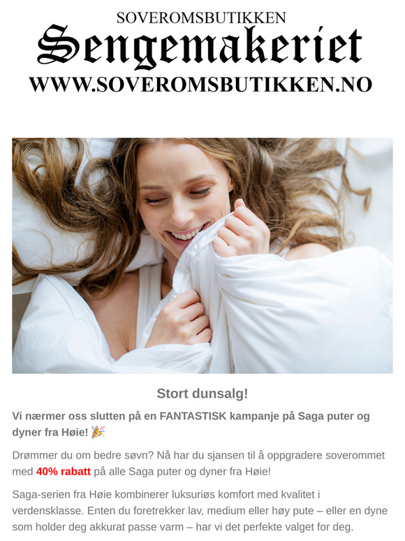 Gjør et kupp på Høie Saga dyner og puter nå!