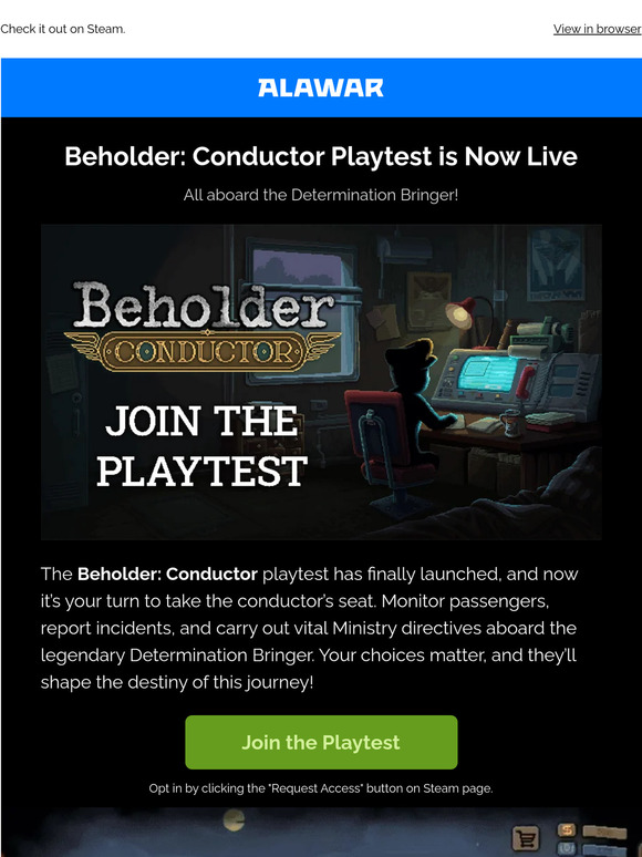Join the Beholder: Conductor playtest now 🚉