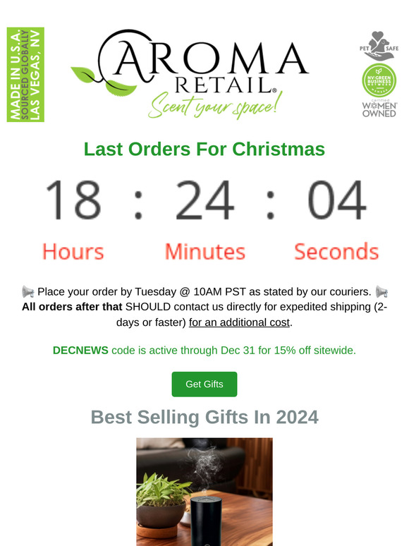 Order Now For Christmas, Free Shipping Deals, & WE'RE OPEN ON SATURDAY