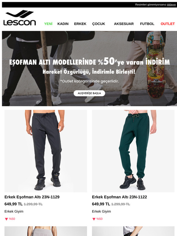 Eşofman Altı Modellerinde %50'ye Varan İndirim!