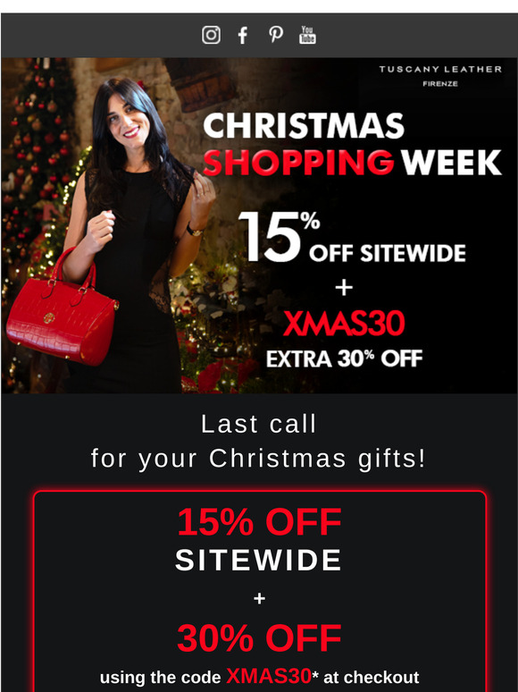 🔔 LAST day: EVERYTHING at -15% + EXTRA 30%! Still searching for gifts? 🎁