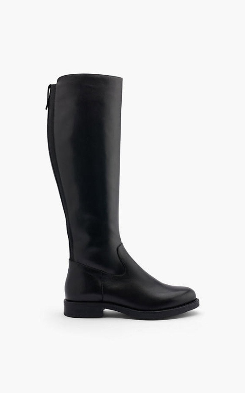 Black Leather Classic Long Leg Boot