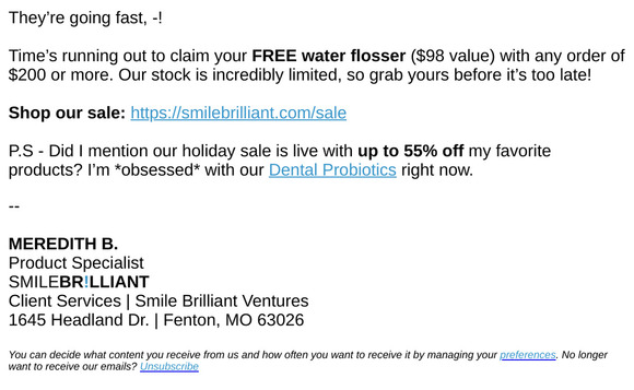 Only a Few Hours Left for Your FREE Water Flosser