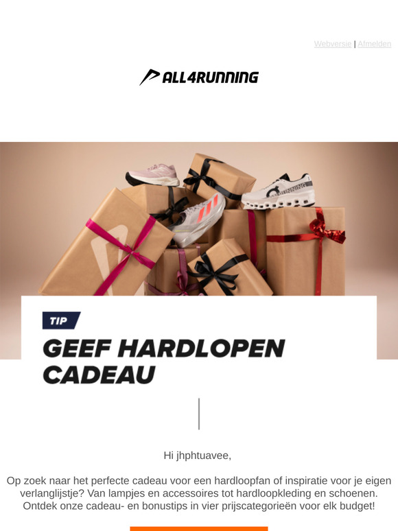jhphtuavee, geef hardlopen cadeau met onze cadeautips en bonnen 🎄