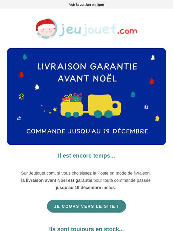 Livraison garantie avant Noël pour toute commande passée avant le 19 décembre inclus