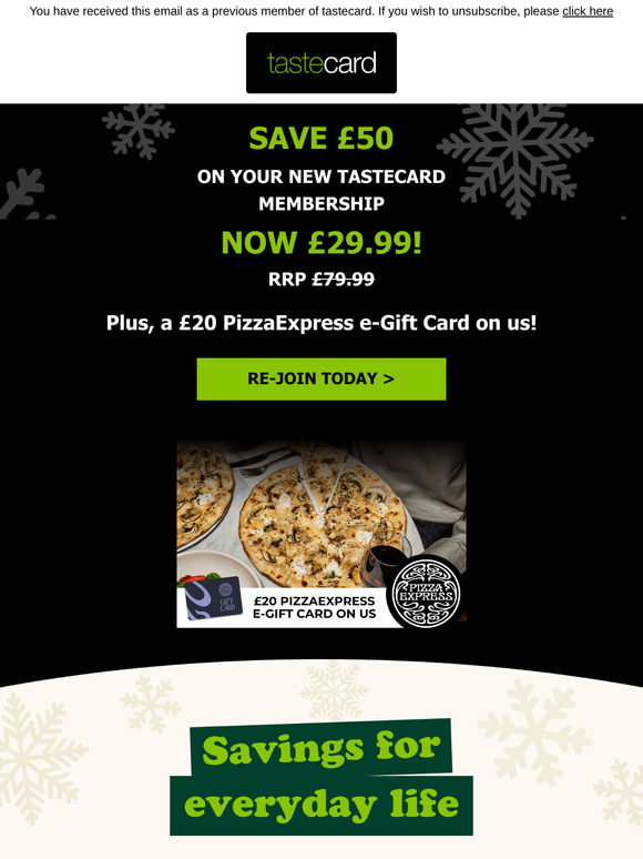 💚 Unlock tastecard savings for just £29.99