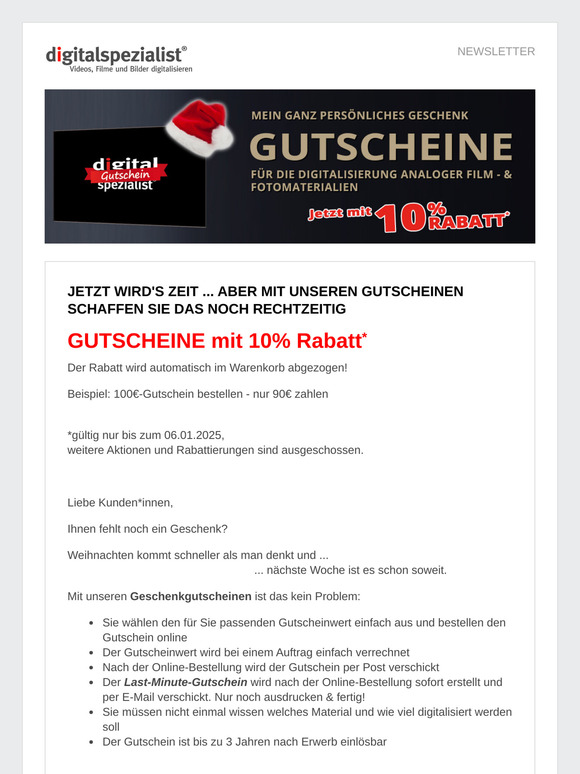 Digitalisierungsgutscheine zum Verschenken - Jetzt mit 10% Rabatt