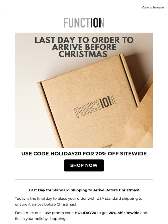 Last Day for Standard USA Shipping to Arrive Before Christmas