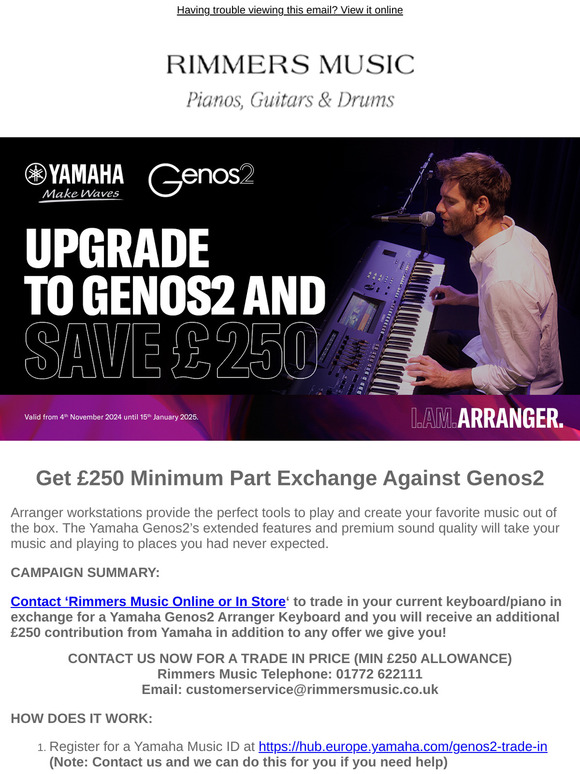 Upgrade to Yamaha Genos2 & Get A Minimum £250 Trade In Allowance