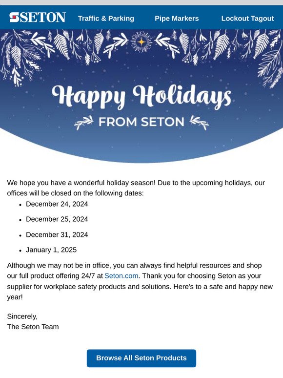 Happy Holidays from Seton!
