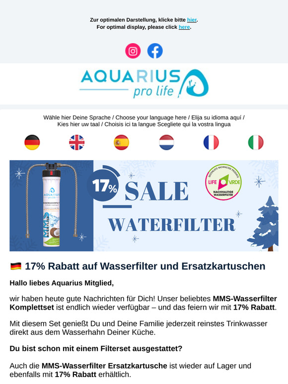 💙 17% Winter-SALE || MMS-Wasserfilter wieder verfügbar | MMS water filter available again