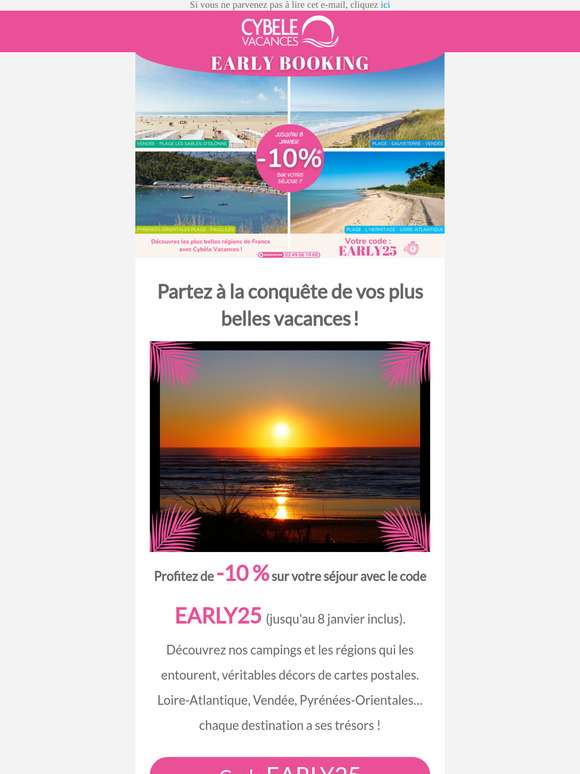 Réservez vite vos vacances en bord de mer et bénéficiez de 10% d'économies !