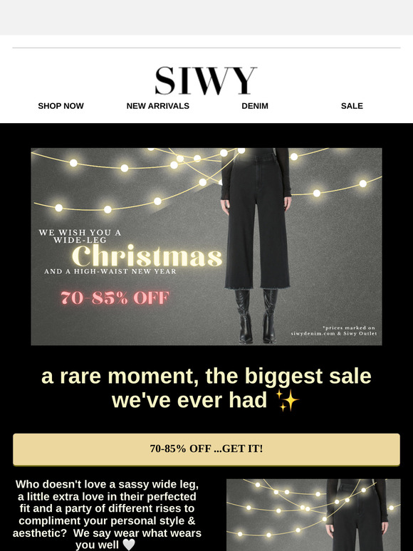 70-85% off SALE on our fave WIDE, STRAIGHT & CROP leg styles in all rises ✨