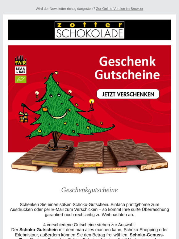 Geschenkgutscheine & Silvesterschokos 🎄
