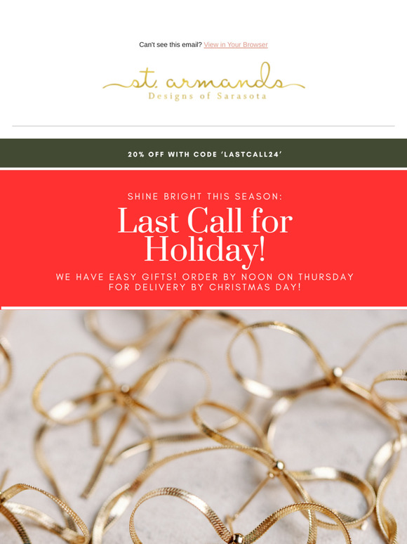 Last-Minute Gifts are Stocked! Order now for Christmas Delivery!
