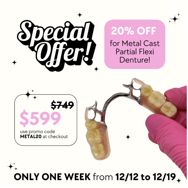Offer 20% OFF metal cast partial flexi denture 