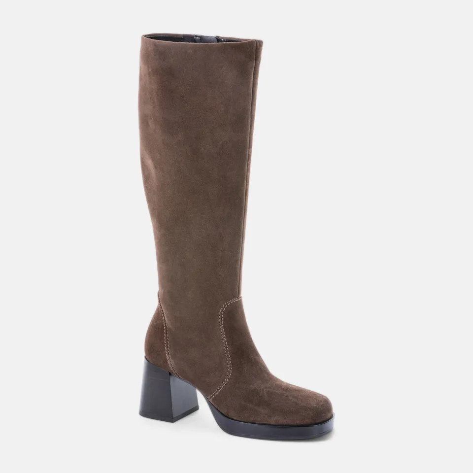 Bottes à talon Femme 
en cuir taupe