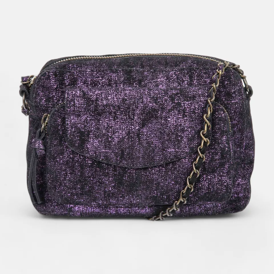 Sac bandoulière en cuir violet