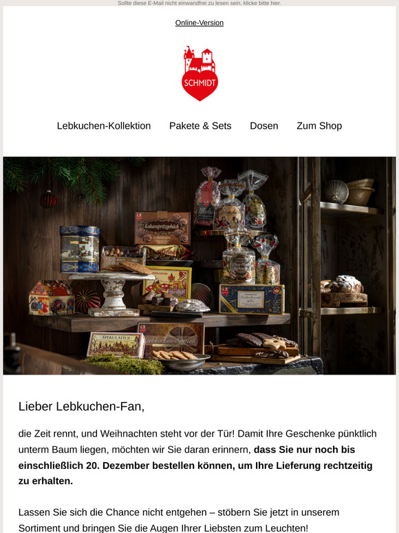 🎄✨ Jetzt Geschenke sichern: Nur noch bis 20. Dezember!