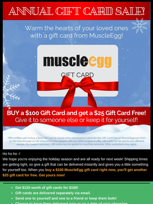 Last Minute Gift Card Sale - Get $125 for $100!