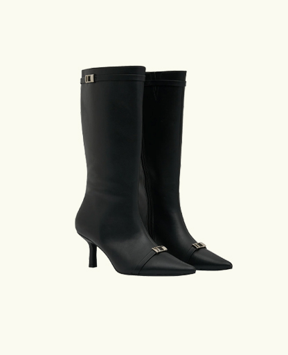 Astra Faux Leather Buckle Boot - Black