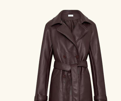 Tarah Faux Leather Trench Coat - Cacao Brown