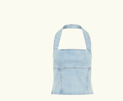 Dayna Denim Halter Top - Light Blue