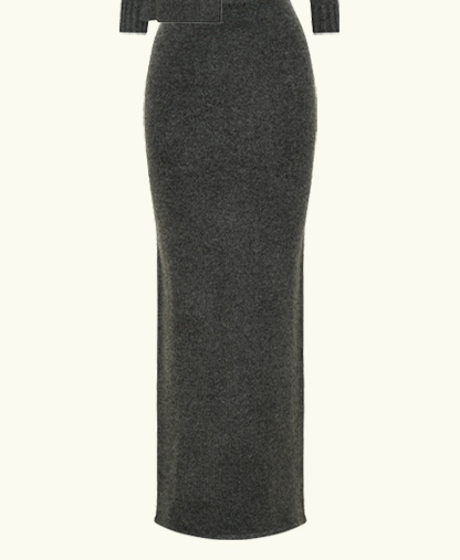 Elise Knit Maxi Skirt - Charcoal Marle