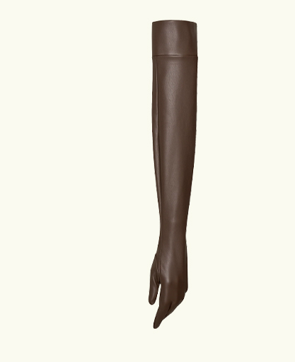 Jasper Faux Leather Elbow Length Gloves - Dark Chocolate