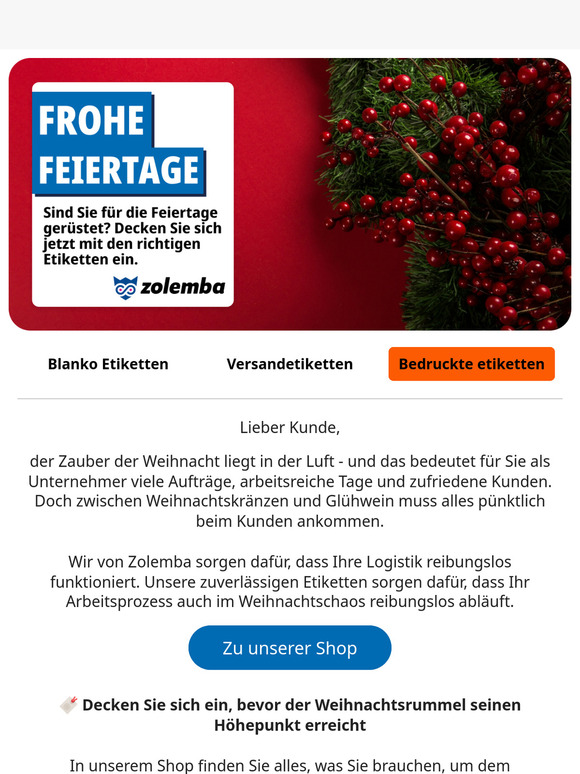 🎄 Weihnachtsstress? Wir sorgen für die Etiketten, Sie für den Zauber.