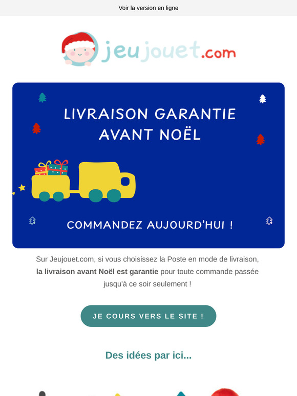 Livraison garantie avant Noël pour toute commande passée avant le 19 décembre inclus
