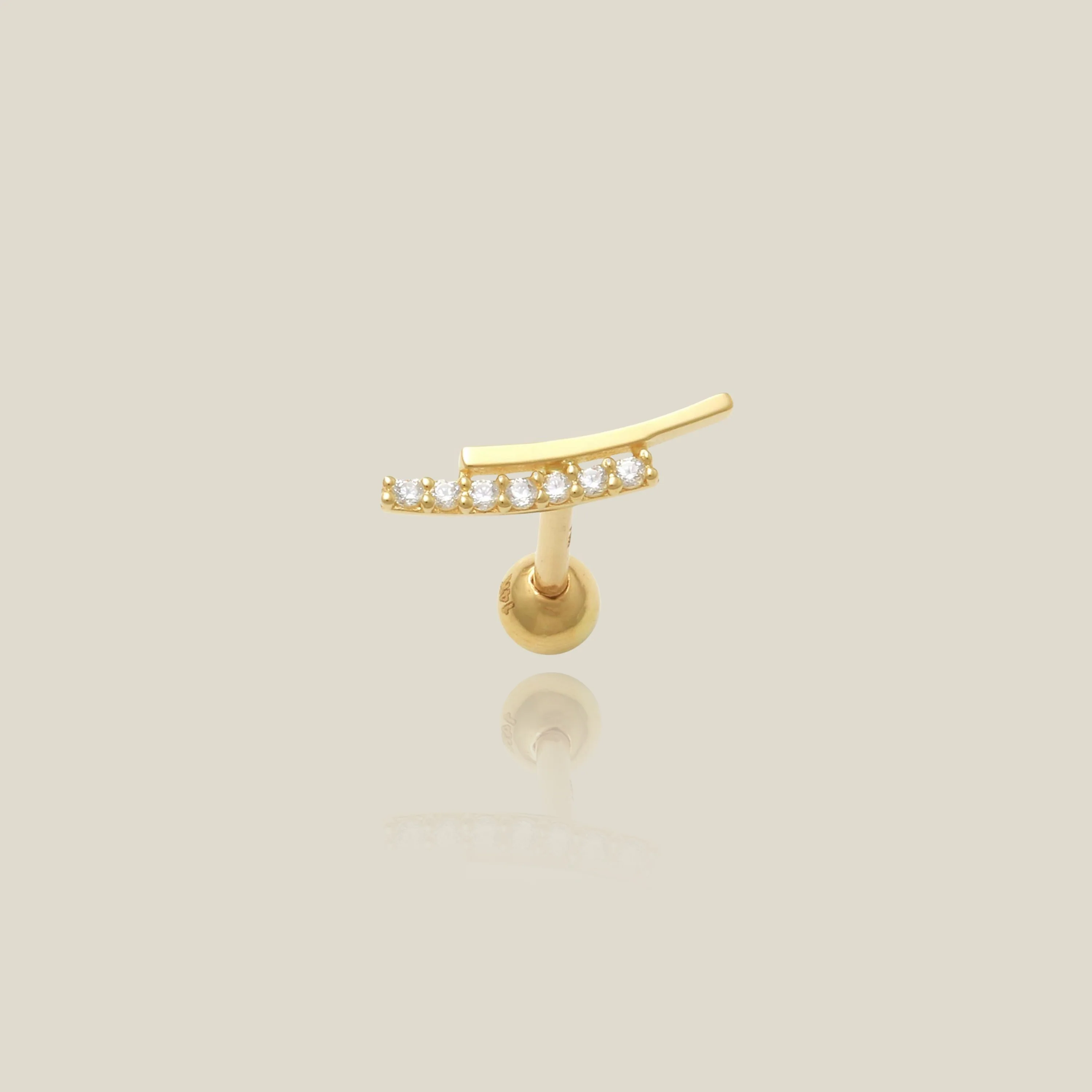 Curved CZ Bar Stud