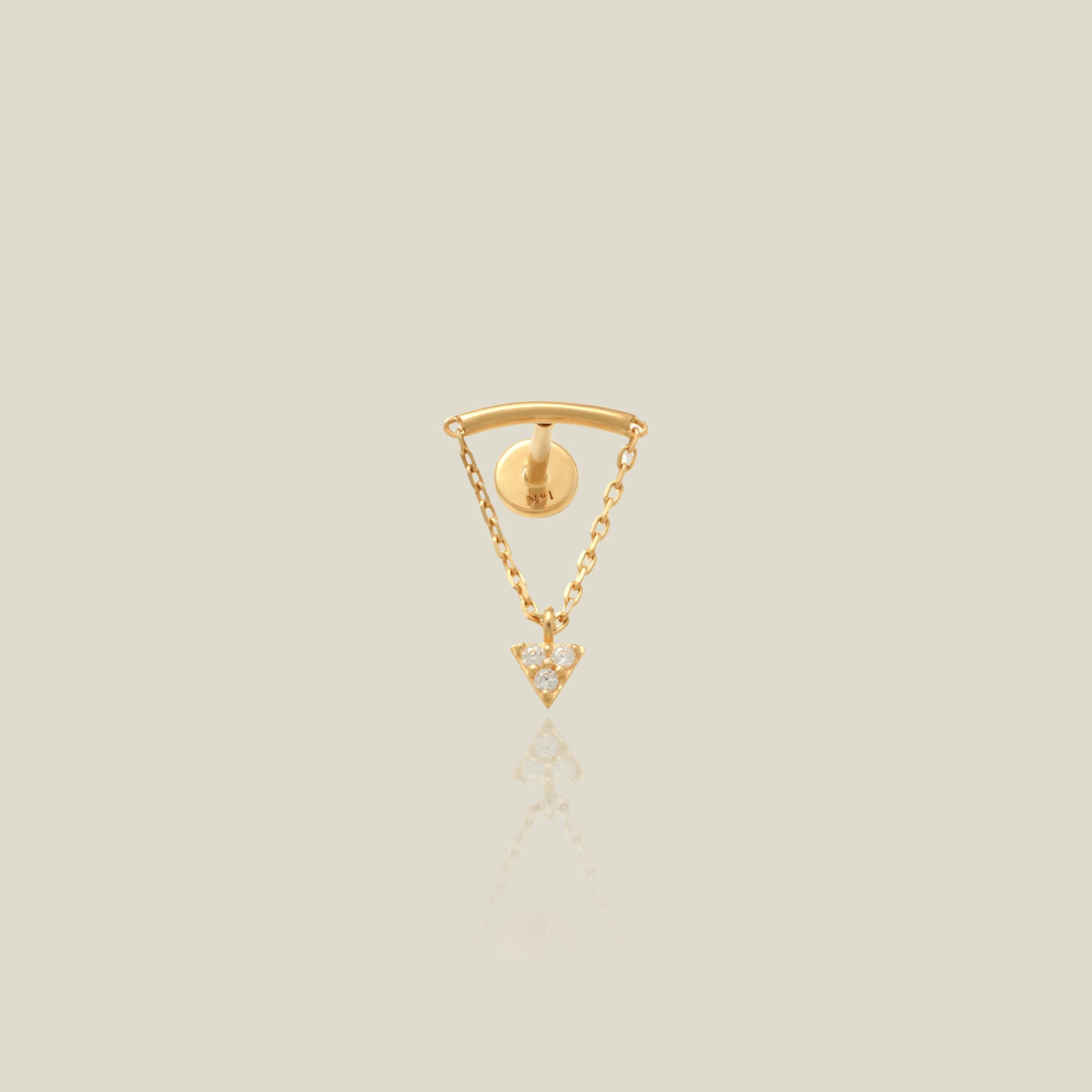 Curved Bar & Triangle Charm Stud (Internal Thread)