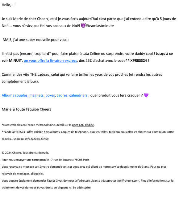 Livraison express offerte 💌