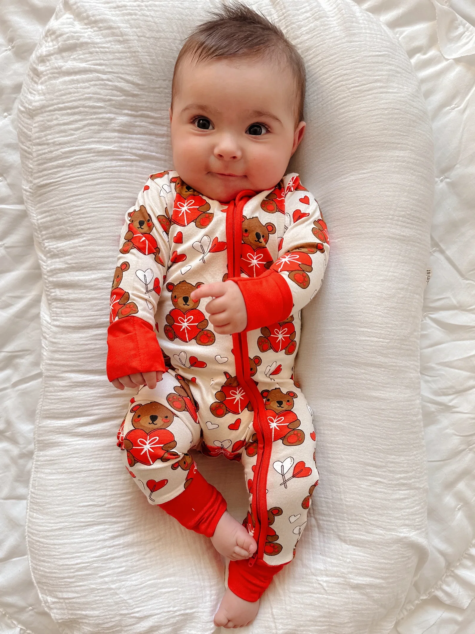 Image of 2-Way Convertible Zip Romper, Valentine Bear