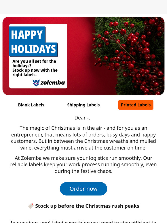 🎄 Christmas rush? We provide the labels, you provide the magic.
