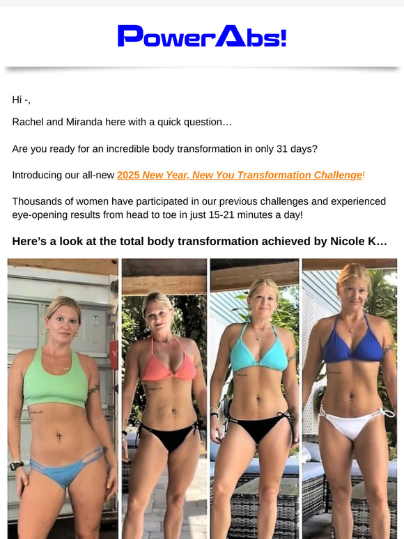 Could this be you in just 31 days, —?