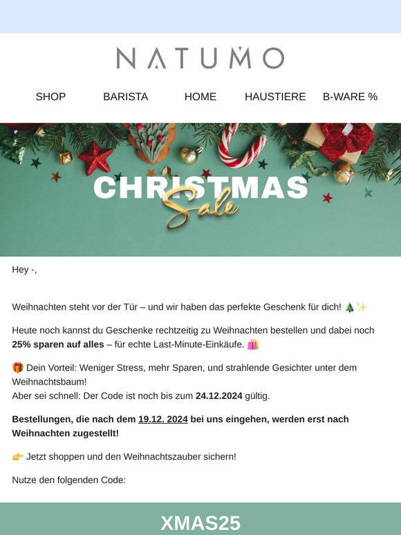 Noch kein Geschenk?? 🎁 Heute letzte Chance + 25% Rabatt für das perfekte Geschenk 🎄✨