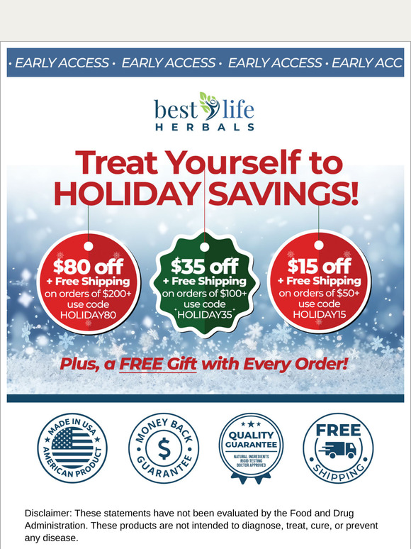 Early Access to Huge Holiday Sale!