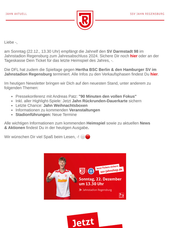 Jahn Aktuell | Jahresabschluss gegen Darmstadt 98 ⚪🔴