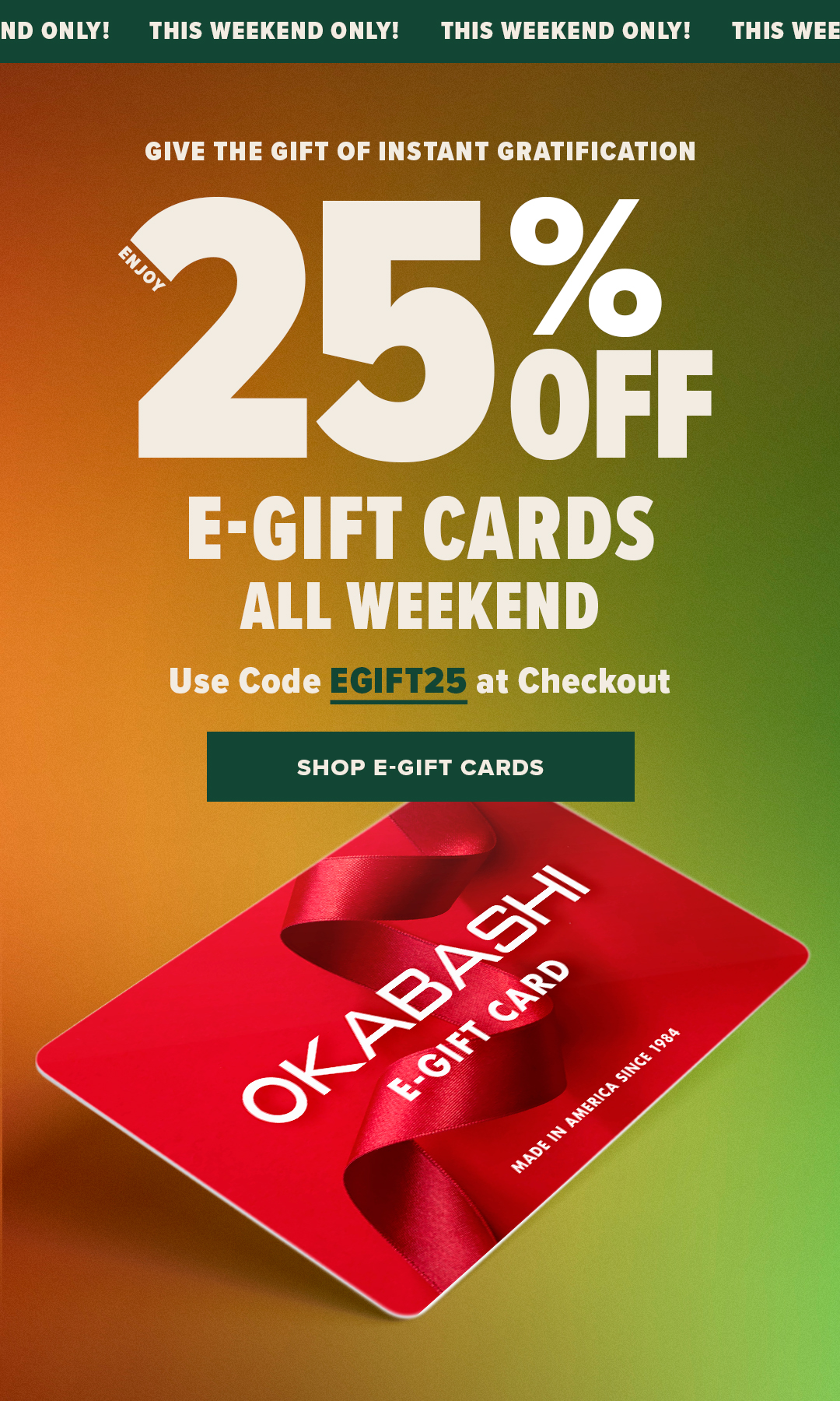 25% Off Okabashi E-Gift Cards Sale