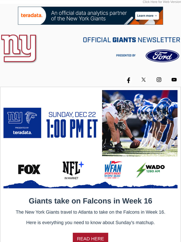 Giants take on Falcons in Week 16
