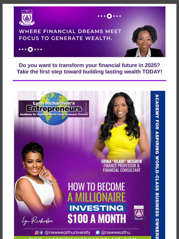 Access information: How to Become a MILLIONAIRE Investing $100 a Month- FREE LIVE SESSION