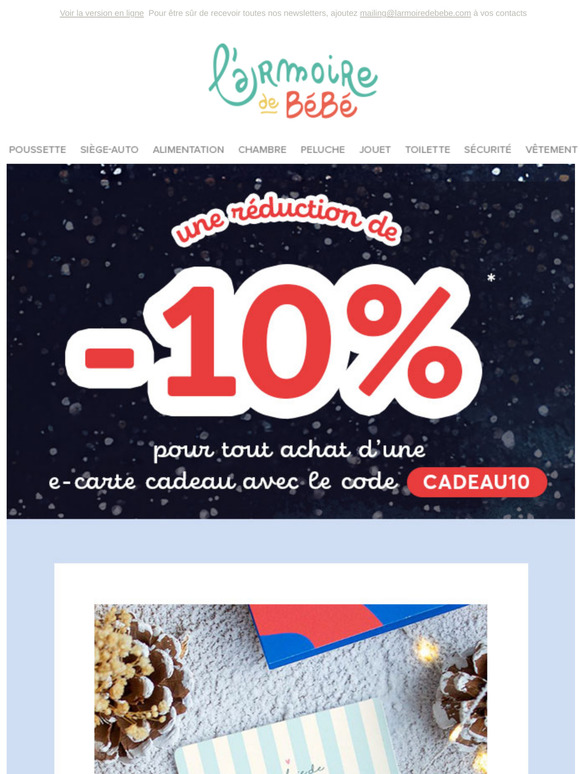 10% de réduction pour tout achat d'une e-carte cadeau