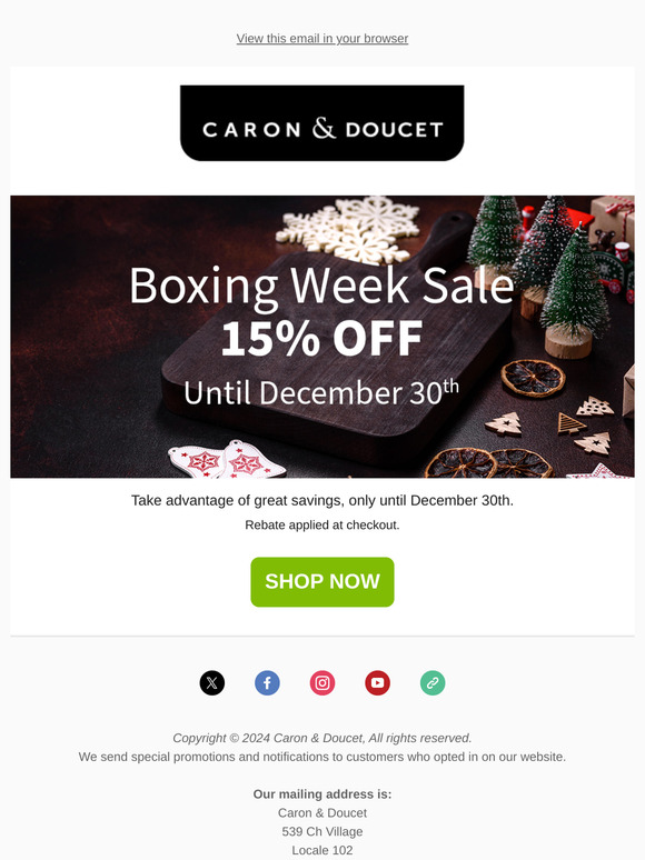 Boxing Week Sale: 15% Off
