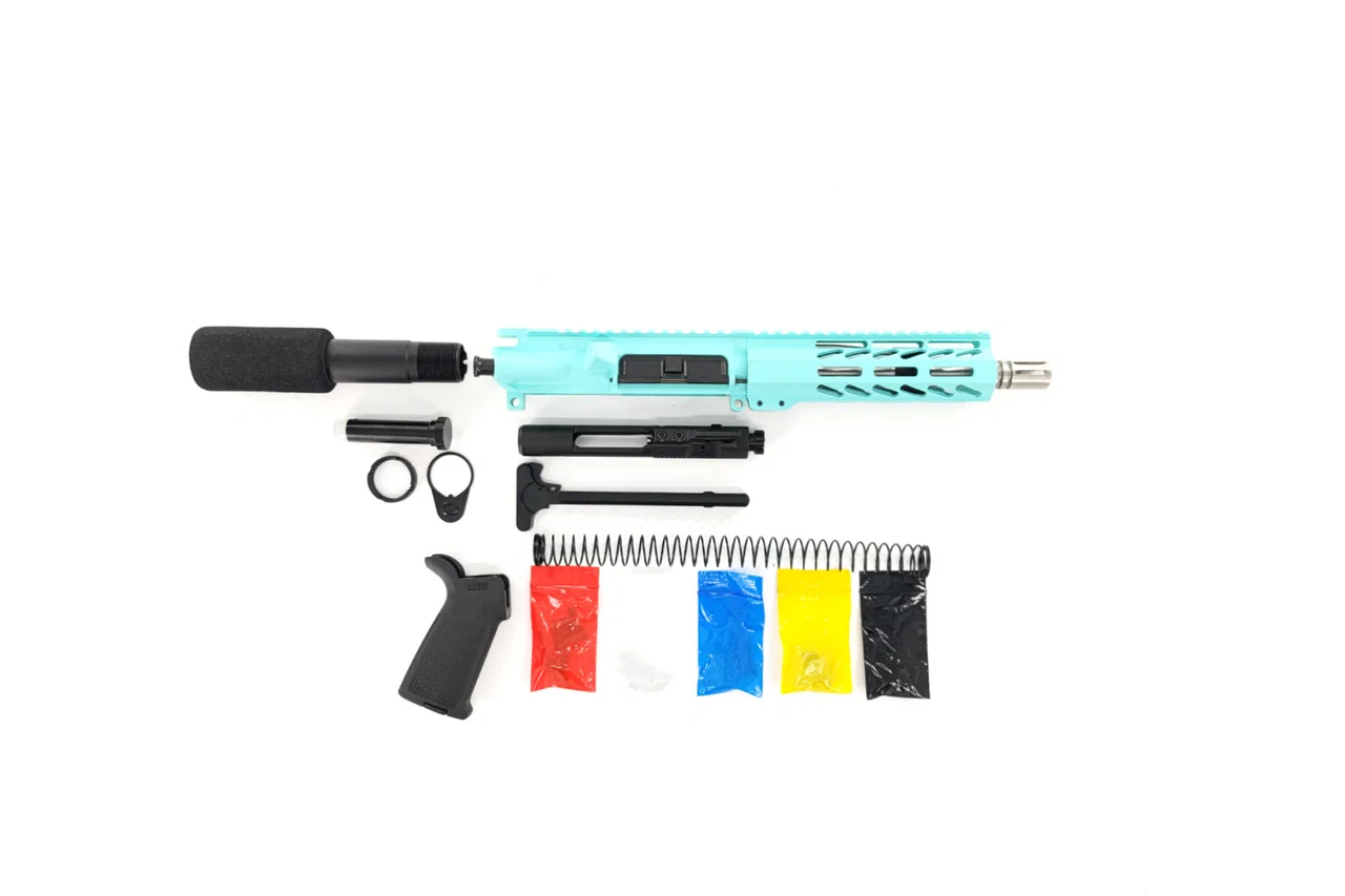 Image of AR-15 Pistol Kit, -( NO LOWER )-Cerakote Tiffany 7.5″ Stainless Barrel, 7″ Handguard, Magpul Grip
