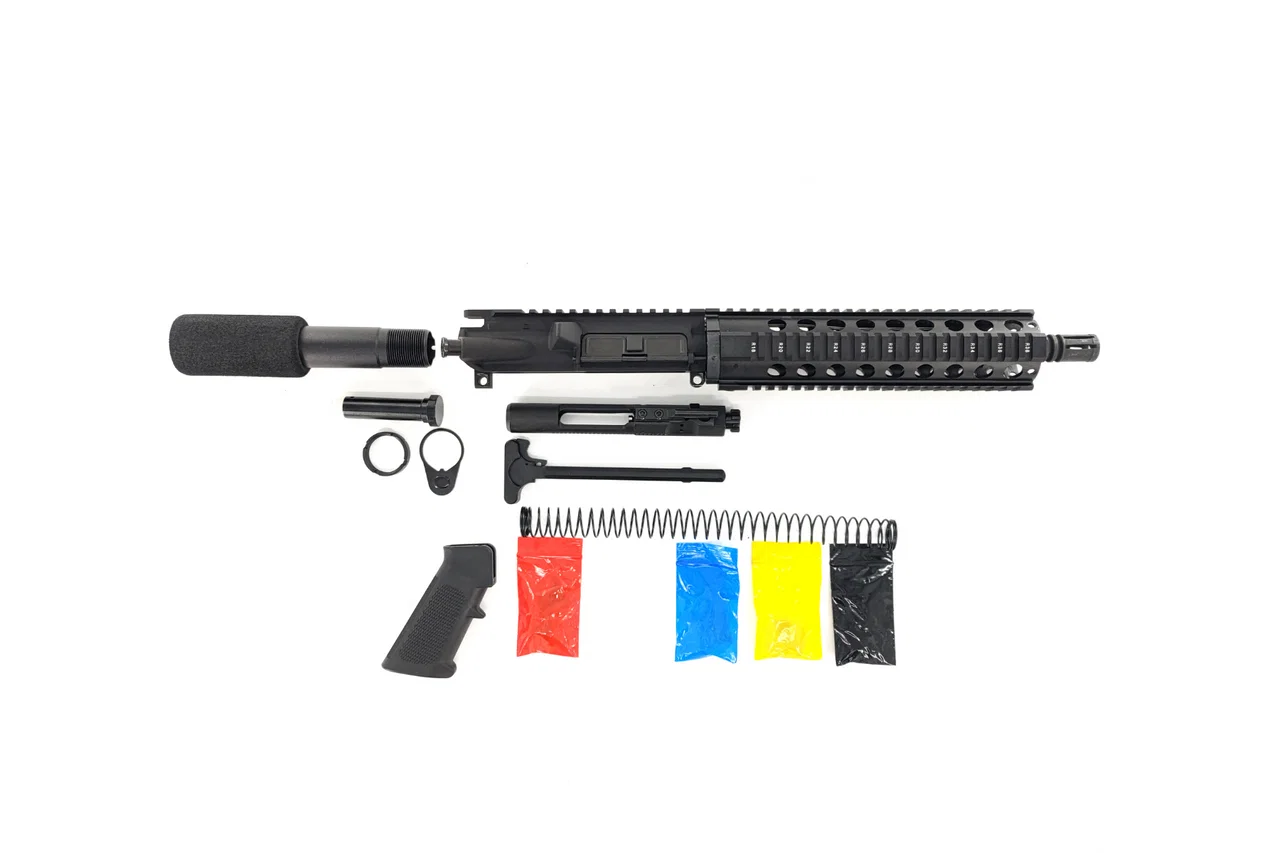 Image of AR-15 Pistol Kit, -( NO LOWER )-Black 10.5″ Phosphate Barrel, 10″ Quad Rail Handguard
